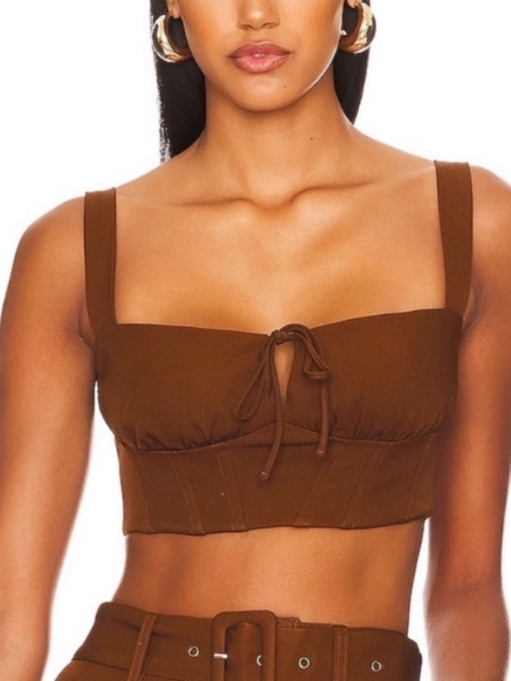Remi x Revolve Jodie Women’s Brown Cropped Bustier Top